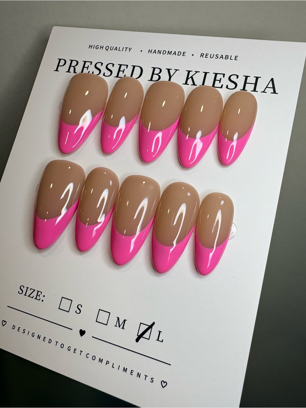 Nude & Hot Pink Press-On Nails